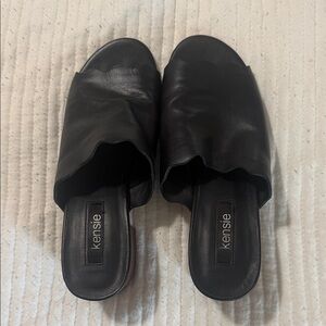 Kensie Black Leather Slide Sandals